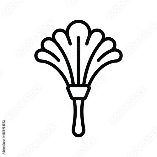 Stylized black outline icon of a feather duster on a white background