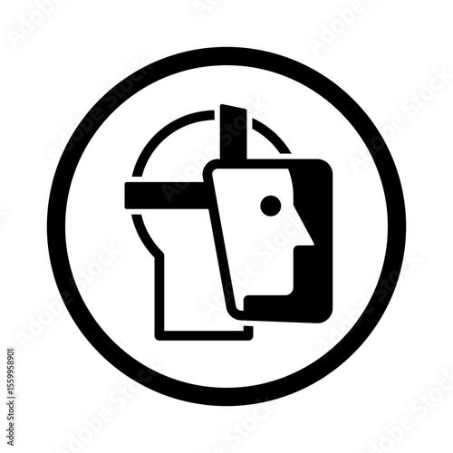 mandatory safety signs icon_face shield must be worn with frame round shapes