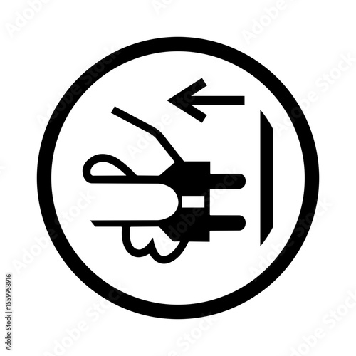 mandatory safety signs icon_disconnect main plug from electrical outlet with frame round shapes