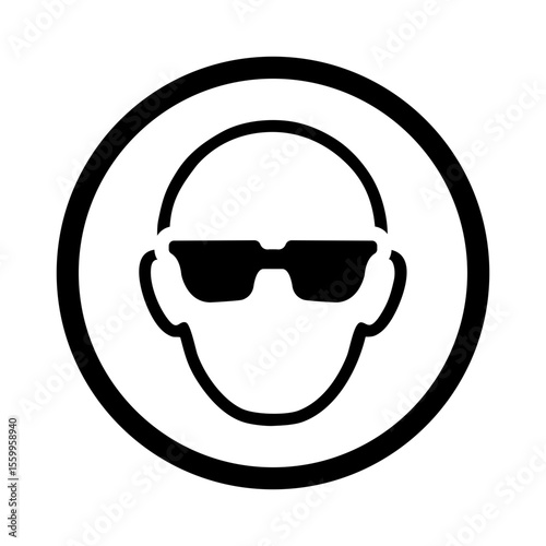 mandatory safety signs icon_eye protection required with frame round shapes