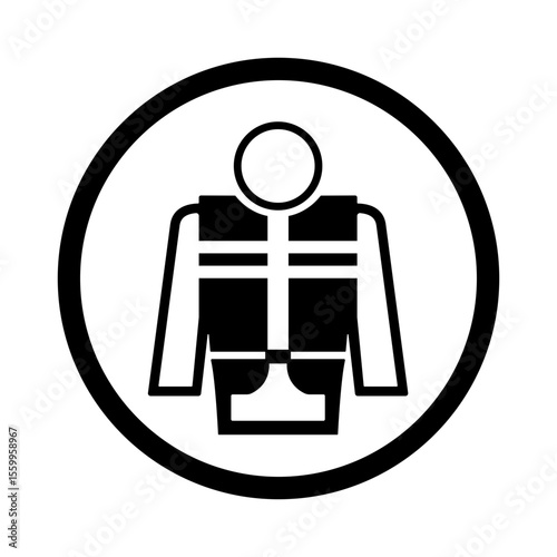 mandatory safety signs icon_life jacket required with frame round shapes