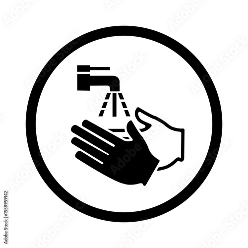 mandatory safety signs icon_wash your hands with frame round shapes