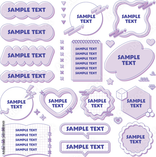 cute y2k frames set, decoration, fancy, pop, pink, magenta / ゆるふわで可愛いy2kフレームセット 装飾 飾り枠 ファンシーポップ ピンク マゼンタ