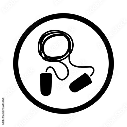 mandatory safety signs icon_wear ear plug with frame round shapes