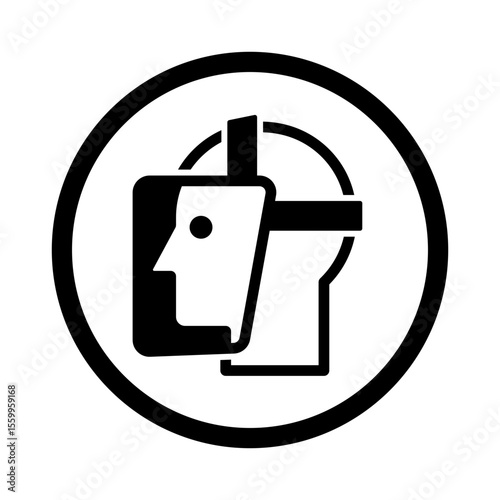 mandatory safety signs icon_wear face shield with frame round shapes