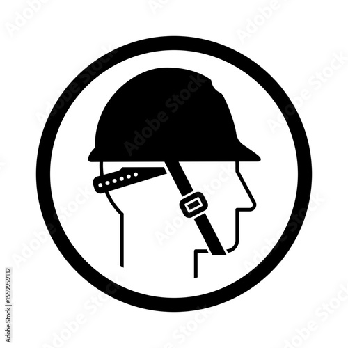 mandatory safety signs icon_wear head protection with frame round shapes