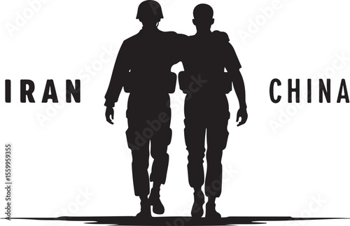 Rising Powers: Silhouettes of Soldiers from Iran, China, Russia, Korea