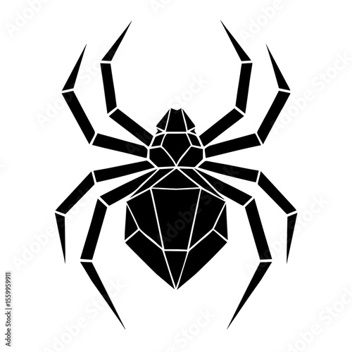 A stylized vector illustration of a geometric spider showcases precision and modern art, perfect for design.