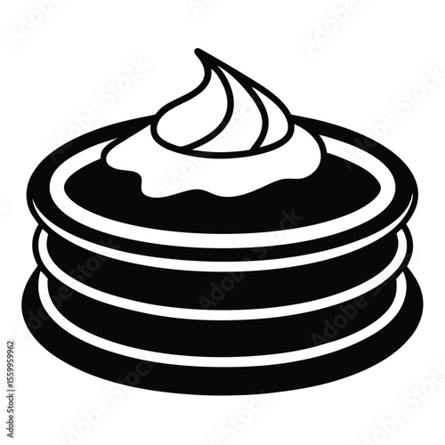 Delicious vector illustration of a birthday cake slice with cream on a plate