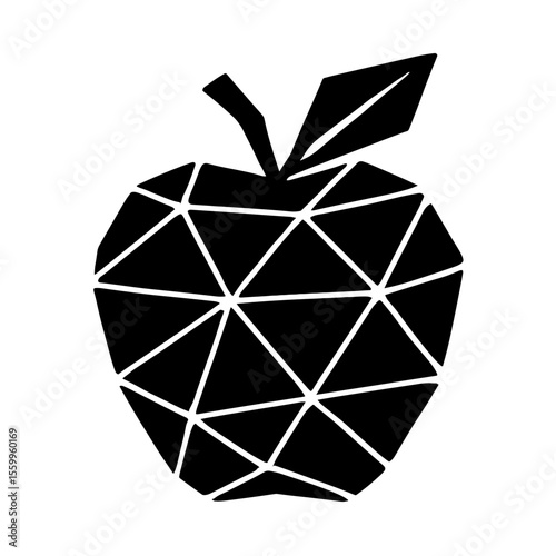 A geometric black apple, a modern and minimalist design. Perfect for projects needing a clean, graphic element.