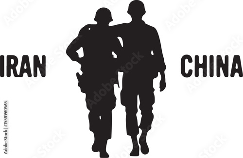 Rising Powers: Silhouettes of Soldiers from Iran, China, Russia, Korea