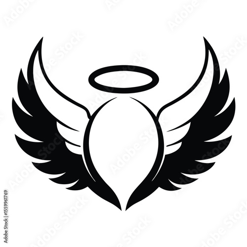 Eagle wings vector illustration set with tribal animal heart feather design for tattoo or logo