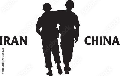 Rising Powers: Silhouettes of Soldiers from Iran, China, Russia, Korea