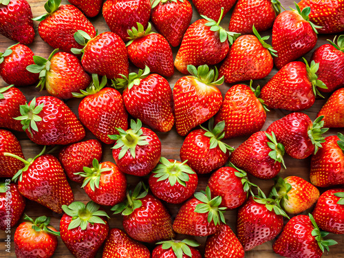 Delicious seamless pattern made of strawberries. Tasty food background