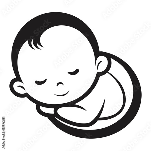 Cartoon baby boy and girl smiling with happy faces