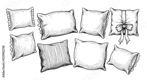 Assorted Decorative Pillow Arrangement A Variety of Cozy Pillows for Modern Home Décor