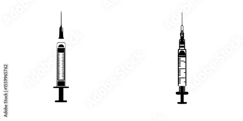 Silhouette pictograms of syringes designed for healthcare and medical purposes in various contexts