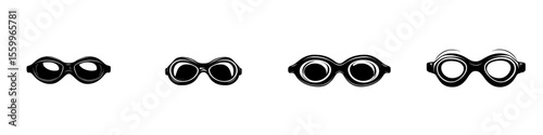 Diverse collection of swimming goggles silhouettes for sports and recreational activities