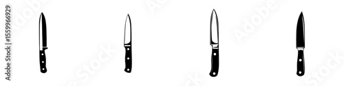 Various knife silhouettes showcasing different blade shapes and designs for culinary purposes