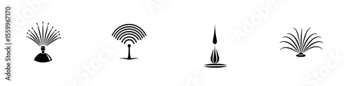 Vector icons representing various types of fountains showcasing artistic water displays in different styles and shapes