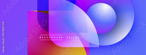 Abstract colorful design. Overlapping shapes create dynamic visual effect. Gradient hues blend smoothly, modern aesthetic.