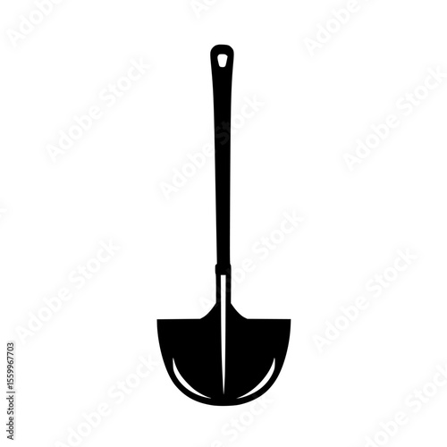Silhouette pictogram of a shovel representing gardening and outdoor work required for landscaping and construction