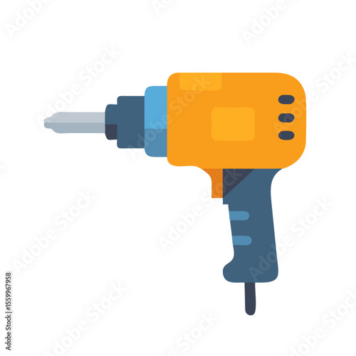 Flat Design Cordless Electric Drill Detailed Illustration Construction Tool