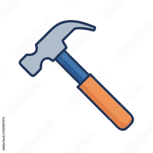 Modern Flat Style Hammer Tool for Carpentry and Home Repair Icon