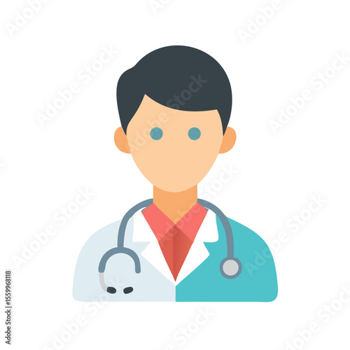 Flat Style Faceless Doctor with Stethoscope Healthcare Medical Illustration