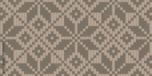 Seamless tribal-inspired woven pattern in earthy tones, showcasing traditional textile motifs with a modern geometric arrangement for use in fabric, decor, and design.