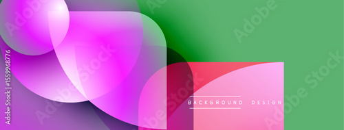 Abstract colorful shapes overlap. Gradient hues blend, creating modern visual effect. Background suggests dynamic design elements.
