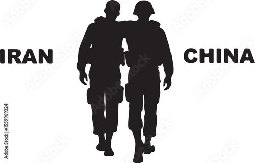 Rising Powers: Silhouettes of Soldiers from Iran, China, Russia, Korea