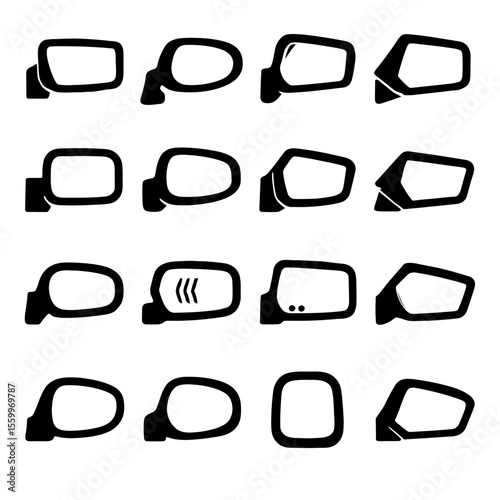 Variety of Car Exterior Sideview Mirrors Illustrated