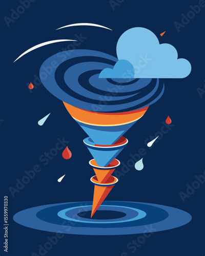 A dissonant cyclone churning up old beliefs and casting them against new conflicting information.. Vector illustration
