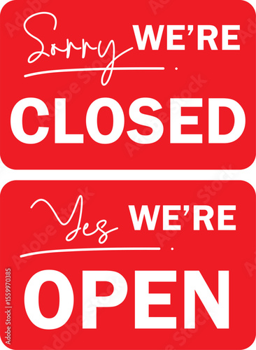 open and closed sign design for templates.