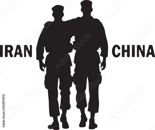 Rising Powers: Silhouettes of Soldiers from Iran, China, Russia, Korea