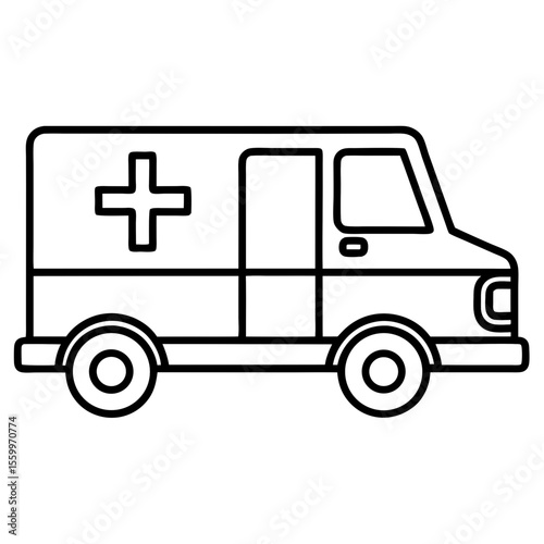 Minimalist War Ambulance Vector with Red Cross – No Background, No People