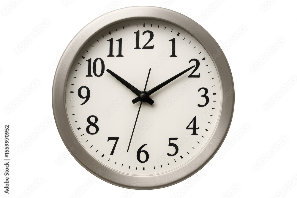 Modern wall clock showing almost half past two on transparent background Modern wall clock showing almost half past two on transparent background