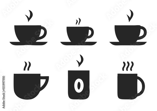 Coffee cup icons set. Vector illustration