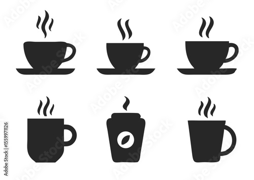 Coffee cup icons set. Vector illustration