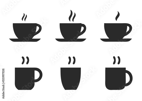 Coffee cup icons set. Vector illustration