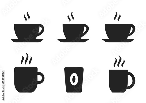 Coffee cup icons set. Vector illustration