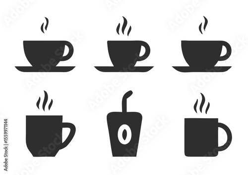 Coffee cup icons set. Vector illustration