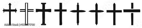 Christian cross icon collection. Vector illustration