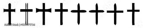 Christian cross icon collection. Vector illustration