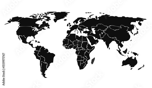 Detailed world map. Vector illustration