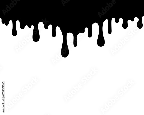 Paint drips. Current black paint. Current drops. Vector illustration