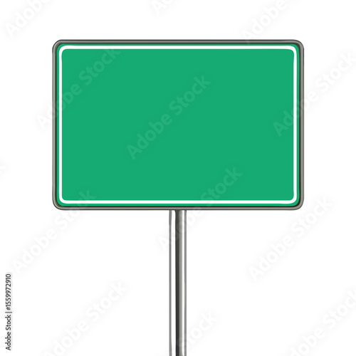 Green road sign realistic vector