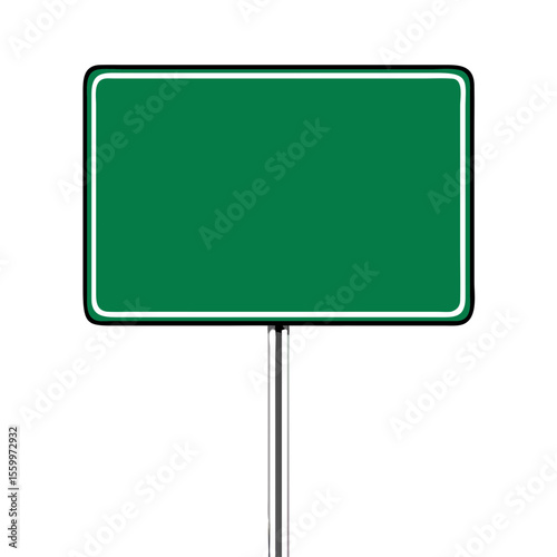 Green road sign realistic vector