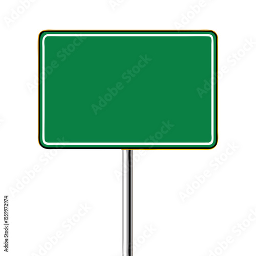 Green road sign realistic vector